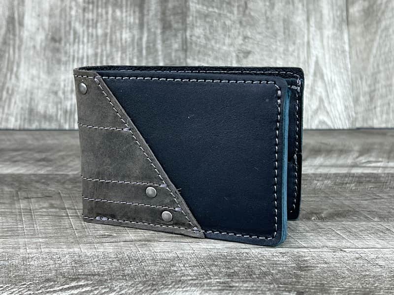 Anthology Gear Leather Chain Wallet with Guitar Pick Slots - Grey/Black, Without Chain image 1