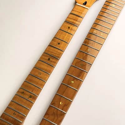 Roasted Tiger Flame Maple Strat Style Guitar Neck, 22 Frets image 3