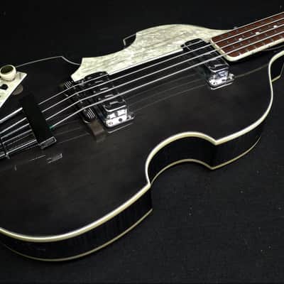Hofner HCT500/1L-BK Left Handed Custom Conversion Beatle Bass Toaster Pickops & Tea Cups Trans Black image 2