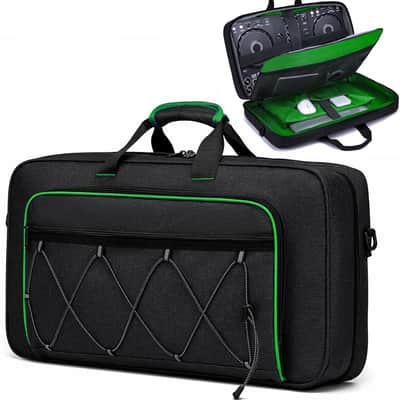 DJ Bag Padded DJ Controller Crossbody Bag with 4 Pockets, for 15.6 Inch Laptop, Cables, DJ Mixer Case with Adjustable Shoulder Strap for DJ Equipment image 1