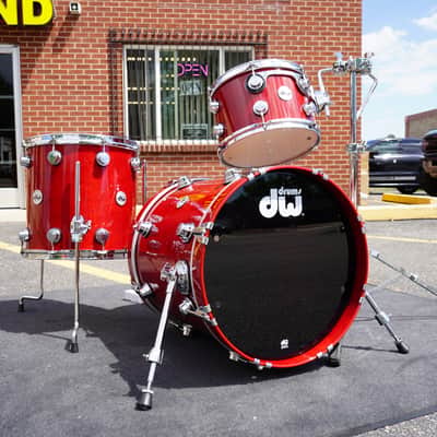 DW USA Collectors Series 3pc Pure Cherry Wood Bop Shell Pack - Candy Apple Red Lacquer Custom | 12", 14", 18" image 6