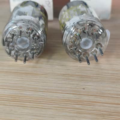 Rare NOS NIB early 70's PHILIPS AMPEREX 12AU7 ecc82  DIMPLED DISC GETTER  Heerlen perfect matched pair very strong, fully tested Superb sounding tubes ! image 8