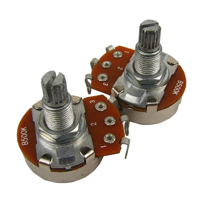 Musiclily Metric Full Size 18mm Split Shaft Linear Taper B500K Guitar Pot Potentiometers (Pack of 2) image 1