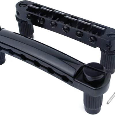 Guitar Tune-O-Matic Bridge and Stop Bar Tailpiece Combo with Anchors and Studs Replacement Compatible with LP SG EPI 6 String Electric Guitar Black image 1