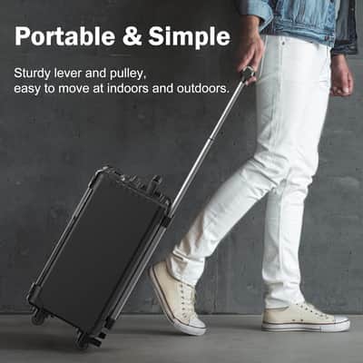 Karaoke Machine with 2 Wireless Mics, 10" Woofer 500W Peak Power Big Portable Bluetooth Speaker with Bass/Treble Adjustment, PA System with Remote Control, LED Lights, Rolling Wheels and Trolley image 3