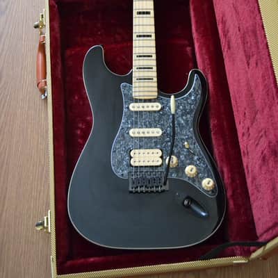 Custom Build Strat Style HSS w/Dimarzio PU's, Gloss Black w/Cream Double Binding image 2