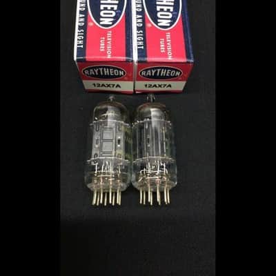 MATCHED PAIR RAYTHEON 12AX7A ECC83 Black Plate AUDIO Vacuum Tubes 8.9845 image 1