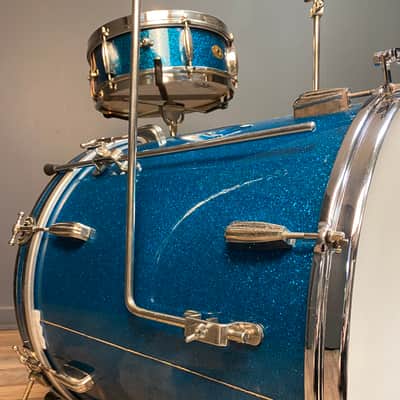 VINTAGE Slingerland Be-Bop Combo Turquoise Sparkle Cocktail Kit image 15