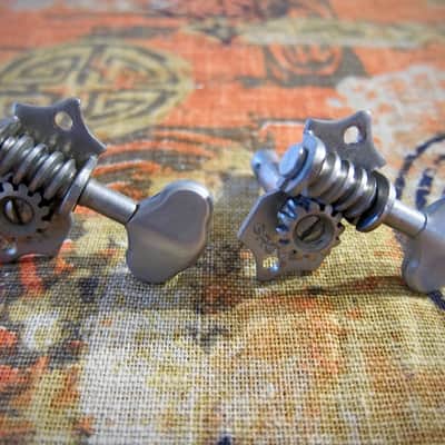 Grover Sta-Tite Tuning Machines for Guitar (2) bass side Circa 1950s-1960s-Nickel with Metal Buttons image 1