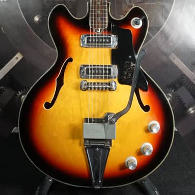 Teisco 1424 Vintage MIJ Semi-Hollow Electric Guitar Sunburst w/ Tremolo – Japan 1960s image 1