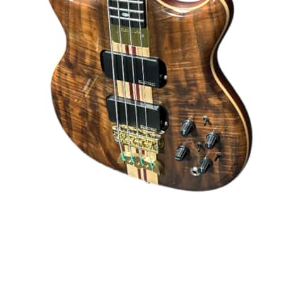 Alembic Stanley Clarke Sign Deluxe, Walnut/ Ebony / Red Side LED's 9.3 LBS *IN STOCK* image 3