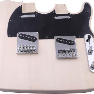 DIY Electric Double Neck Guitar Kit – Tele Style, 12 & 6 String, Right-Handed | Maple Neck, Basswood Body, Chrome Hardware image 3