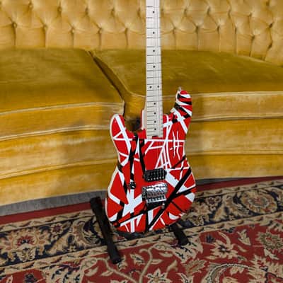 EVH Striped Series Left Handed Electric Guitar - Red, Black and White Stripes image 15