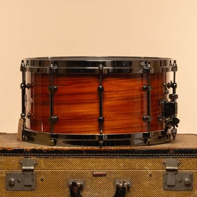 Used Tama "S.L.P." Maple Snare Drum in Gloss Tangerine Zebrawood - 7x14 image 2