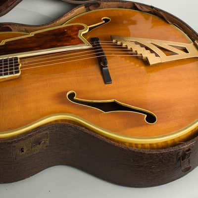 Immagine D'Angelico  Excel Arch Top Acoustic Guitar (1950), ser. #1843, original brown hard shell case. - 12