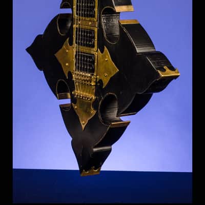 Barry Collier Rebeth Gothic Cross with Ram's Head Pentagram 1982 Black with a feint gold pinstripe a image 10