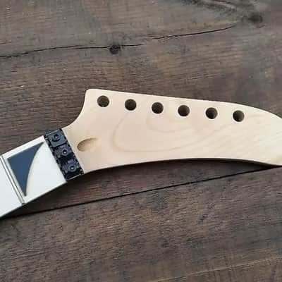 24 SHARK FIN BANANA NECK MAPLE GUITAR NECK WITH FLOYD ROSE NUT INSTALLED DIY NECK image 10