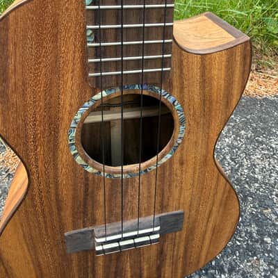 Bruce Wei BWUJ17 Handmade Tenor Ukulele 2015 – Solid Acacia/Koa – Abalone Turtle Inlay image 8