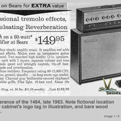 1963 Silvertone 1484 Twin Twelve Tube Amplifier Head and 2x12 Cab with original Jensen C12Q C7506 2 Speakers image 21