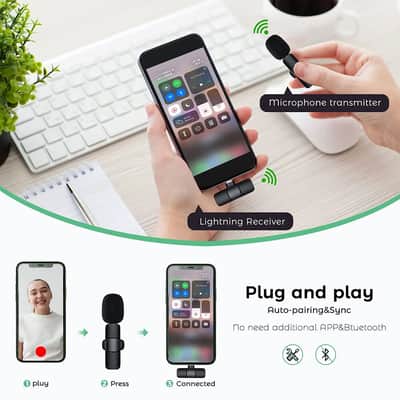 Wireless Lavalier Microphone Portable Audio Video Recording Mini Mic for iPhone Android Live Broadcast Gaming Phone Microfonoe image 2