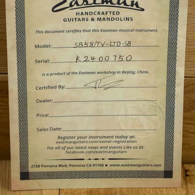 Eastman SB58/TV Limited Sunburst K2400750 image 10