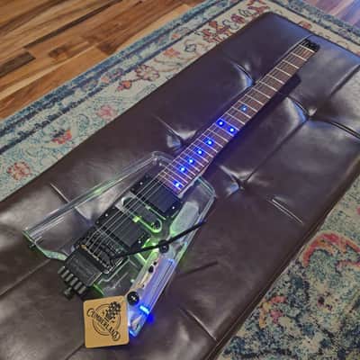 Headless Transparent Lucite LED Light Show Wedge Guitar w/Tremolo image 1