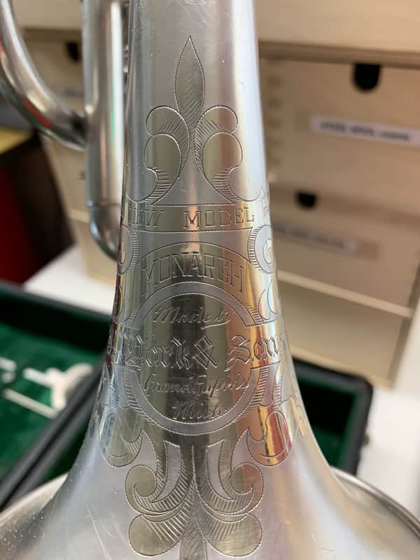 Cornet- JW York and Sons New Model Monarch Bb A 1906-1910 Satin Silver image 1