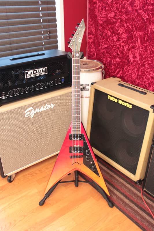 LTD Dave Mustaine DV8-R Tequila Sunrise w/ESP Sig Case image 1