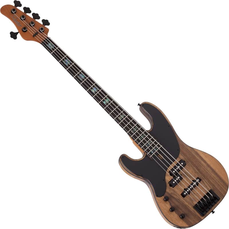 Immagine Schecter Model-T 5 String Exotic Lefty Bass Black Limba - 1