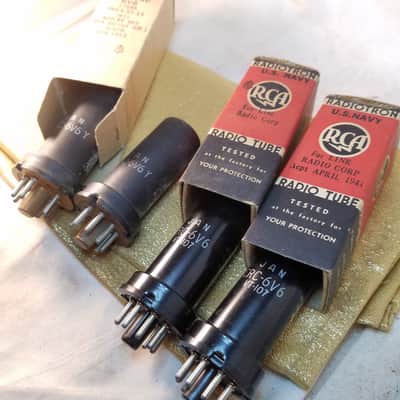 RCA Matched Pair (2) JAN-CRC-6V6 tNOS AT1000 TESTED Vacuum Tubes military metal Premium Beam Power 6V6 VT-107 6V6Y 1942-1952 image 3