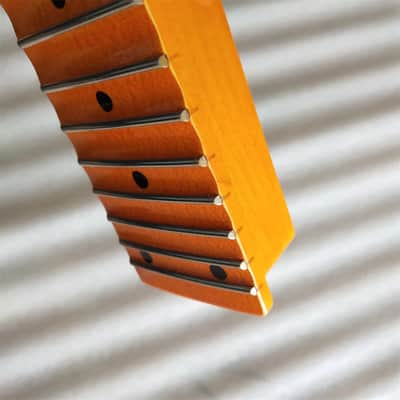 Glossy Finish Maple Guitar Strat Style Neck with Scalloped Fingerboard, Reversed Headstock image 9