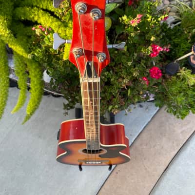 Rare Redburst Sky Electric/Acoustic Bass Guitar image 4