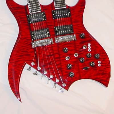 B.C. Rich Custom Shop Handmade Bich Doubleneck Guitar Trans Red image 1