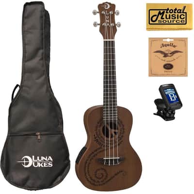 Luna Mahogany Series Maluhia Peace Acoustic-Electric Concert Ukulele W/Gigbag,Tuner,Strings & PC, UKE MALU EL COMP image 9