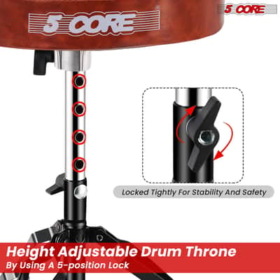 5 Core Drum Throne 3" Padded Drum Seat Height Adjustable Drumming Chair for Practice and Performance image 8