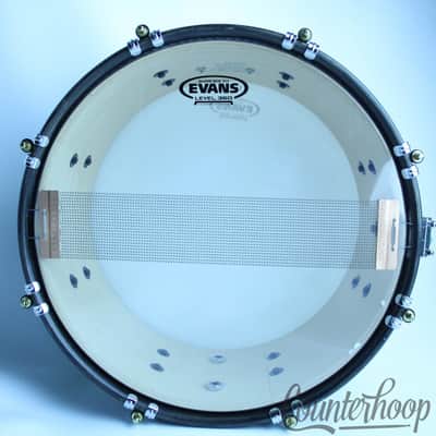 Hogchain Custom Drums 14x6.5"Wood Hoop Snare Black/Green Maple Shell 1Point Lugs image 7