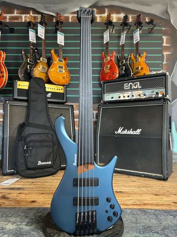 Ibanez EHB1005F-AOM Arctic Ocean Matte 2023 5-String Fretless Electric Bass image 1
