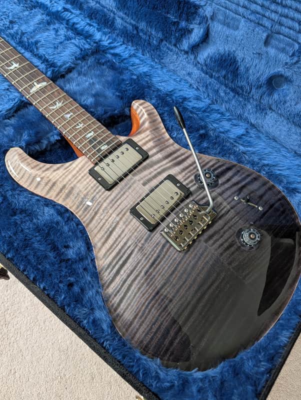PRS Wood Library Custom 24 10-Top Flame Gray Black Fade w/Ziricote Fingerboard & Smoked Black Hardware image 1