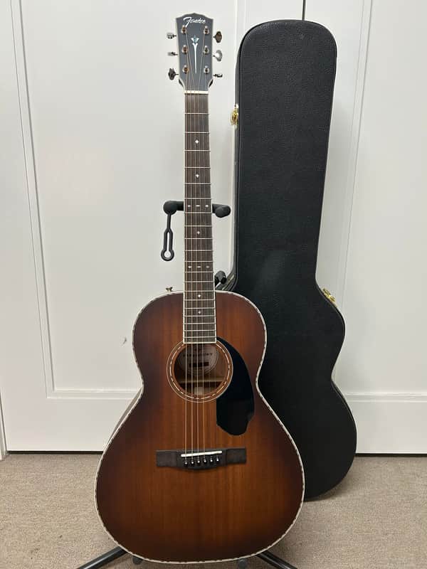 Fender Paramount PS-220E All Mahogany Parlor Acoustic Guitar w/Electronics - Aged Cognac Burst image 1