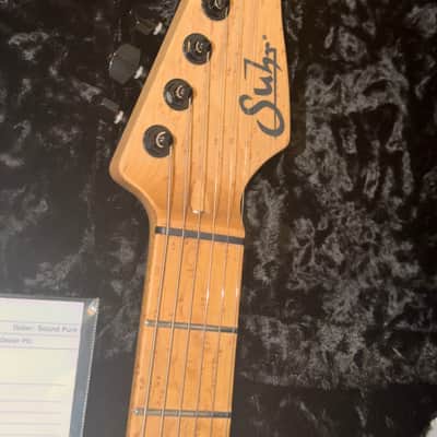 Suhr Custom modern s waterfall burl maple top black limba body image 9