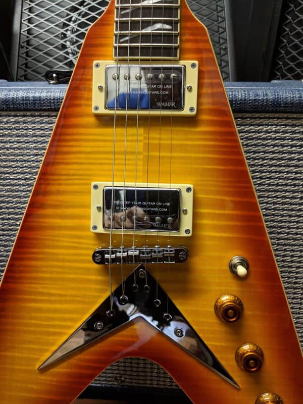 Hamer Vector 2017 Cherry Sunburst Flame Top Flying V Electric
