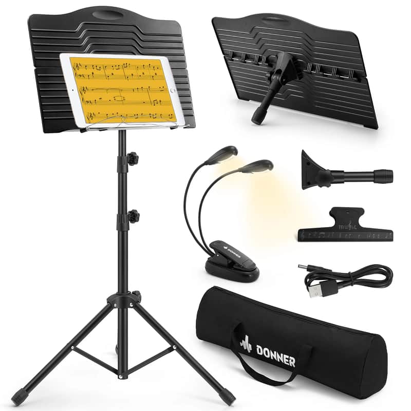 Donner DMS-1 Metal Sheet Music Stand With Stand Lamp Carry Bag 17*10.7 inch image 1