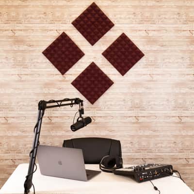 Gator Gator 12"x12" Acoustic Pyramid Panels 4-Pack (Burgundy) image 5