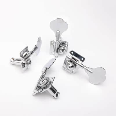 4R Open Bass Guitar Tuning Pegs Chrome - Vintage 1:22 Ratio Machine Heads for Electric Bass Jazz Bass, Replacement Parts for Right Handed 4-String Bass image 4