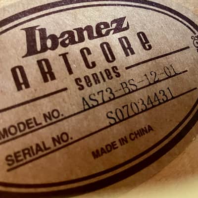 Ibanez AS73-BS-12 -01 Artcore Semi-Hollow Guitar - Brown Sunburst image 2