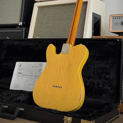 Whitfill T Custom Shop Boutique Relic Telecaster Lightweight Swamp Ash Blackguard, 3,06kg, 10" Radius uvm. 2021 - Aged Butterscotch Relic image 4