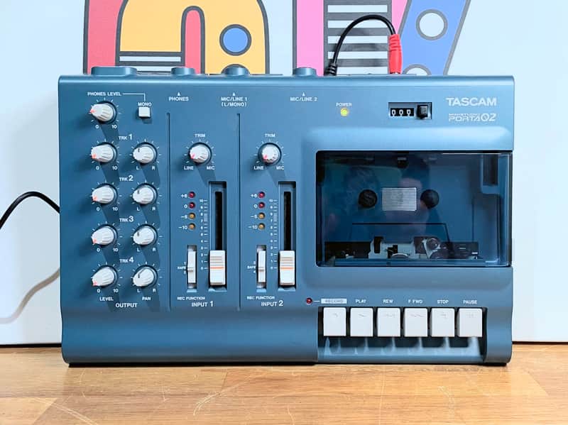 [Excellent] TASCAM Porta 02 Ministudio 4-Track Cassette Recorder - Blue image 1