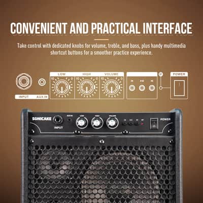 SONICAKE 20W Electric Drum Amp, Portable BT Drum/Keyboard Amplifier Speaker System with Dual Drivers for Home Practice, QDM-20(Shipping from local US,UK,EU warehouse) image 5