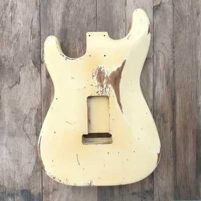FRANCHIN Mercury guitar body Heavy Relic Aged Vintage White 100% Nitro Lacquer Cracks SSS Poplar Stratocaster-Strat-S-Style Made in Italy - Stock piece #23520926 image 10
