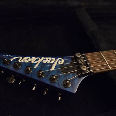 1985 USA Jackson San Dimas Custom Shop Kelly KE2 EMG 81 85 Floyd Rose Blue Quilt Quilted Maple Top image 5